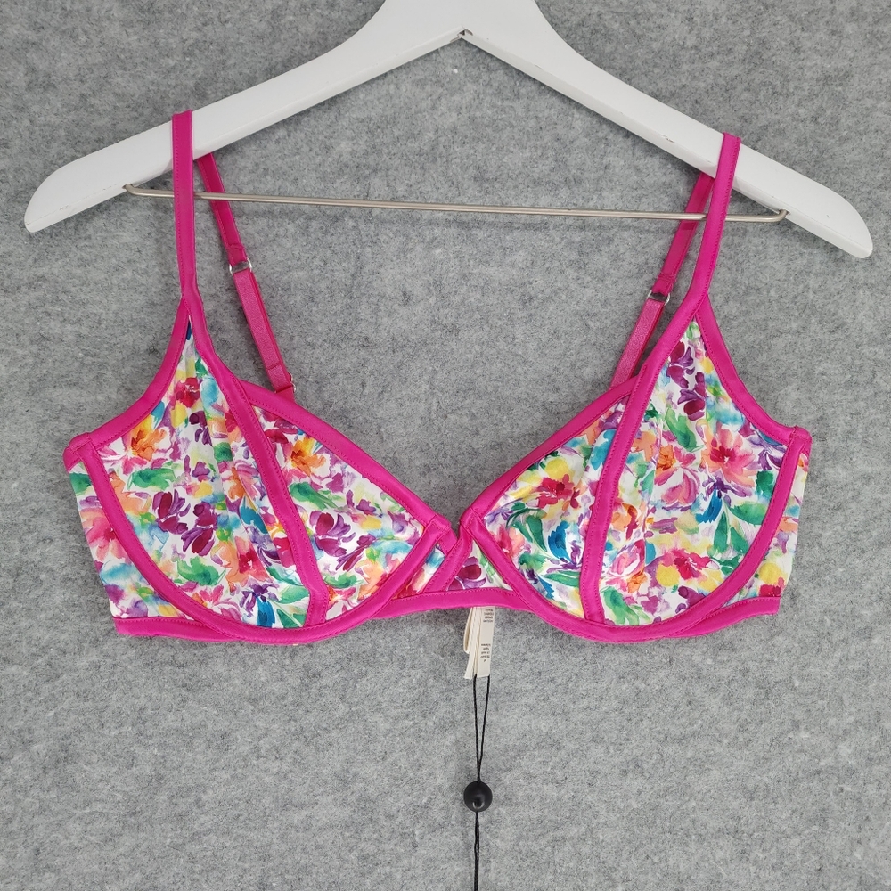 For Love And Lemons Watercolor Pink Floral Bra - Picture 2 of 7